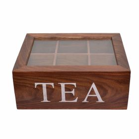 WILLART Wooden Rectangular Tea Storage Chest Box with 6 Compartments (Brown, Sheesham Wood)