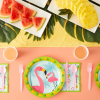 144-Piece Pink Flamingo Birthday Party Supplies, Paper Plates, Napkins, Cups, Cutlery for Summer Hawaiian Themed Party, Girl Baby Shower Decorations (