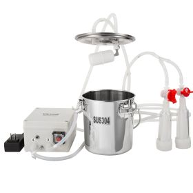 VEVOR Goat Milking Machine, 3 L 304 Stainless Steel Bucket, Electric Automatic Pulsation Vacuum Milker, Portable Milker with Food-grade Silicone Cups