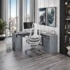 Techni Mobili Functional L-Shape Desk with Storage, Grey