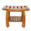 Oceanstar Solid Wood Spa Bench with Storage Shelf, Teak Color Finish