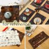 2 Pcs Chinese Style Cotton Linen Place Mats Calligraphy Pattern Table Mats Outdoor Picnics 17.7x11.8 inch, Coffee