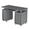 Techni Mobili Complete Workstation Computer Desk with Storage, Grey