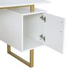 Techni Mobili White and Gold Desk for Office with Drawers & Storage, 51.25 in. W