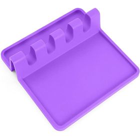 1pc Silicone Utensil Rest With Drip Pad For Multiple Utensils; Heat-Resistant; BPA-Free Spoon Rest & Spoon Holder For Stove Top (Color: purple)