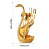 Coffee Spoon Holder For Coffee Bar; 1set Coffee Dessert Spoon Set; Fruit Cake Coffee Tea Spoon; Swan Shaped Base Holder Cutlery Set; Zinc Alloy Metal