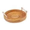 1pc Rattan Woven Tray; Bamboo Woven Fruit Plate; Breakfast Steamed Bun Basket; Snack Bread Snack Woven Basket; Fruit Basket