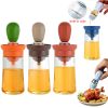 Kitchen Silicone Oil Bottle Glass Olive Oil Bottle Quantitative Extrusion Dispenser Pastry Steak Oil Brushes Baking BBQ Tool